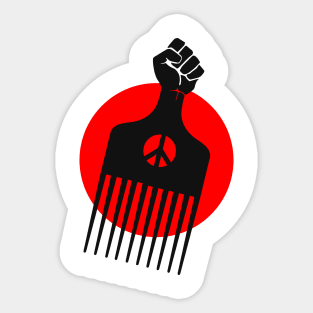Black Fist Afro Pick, Red sun Sticker